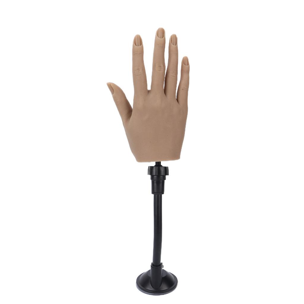 Fake Hand Model Silicone Reusable Nail Art Practice Hand with Fixing Rack for Beginner Practice