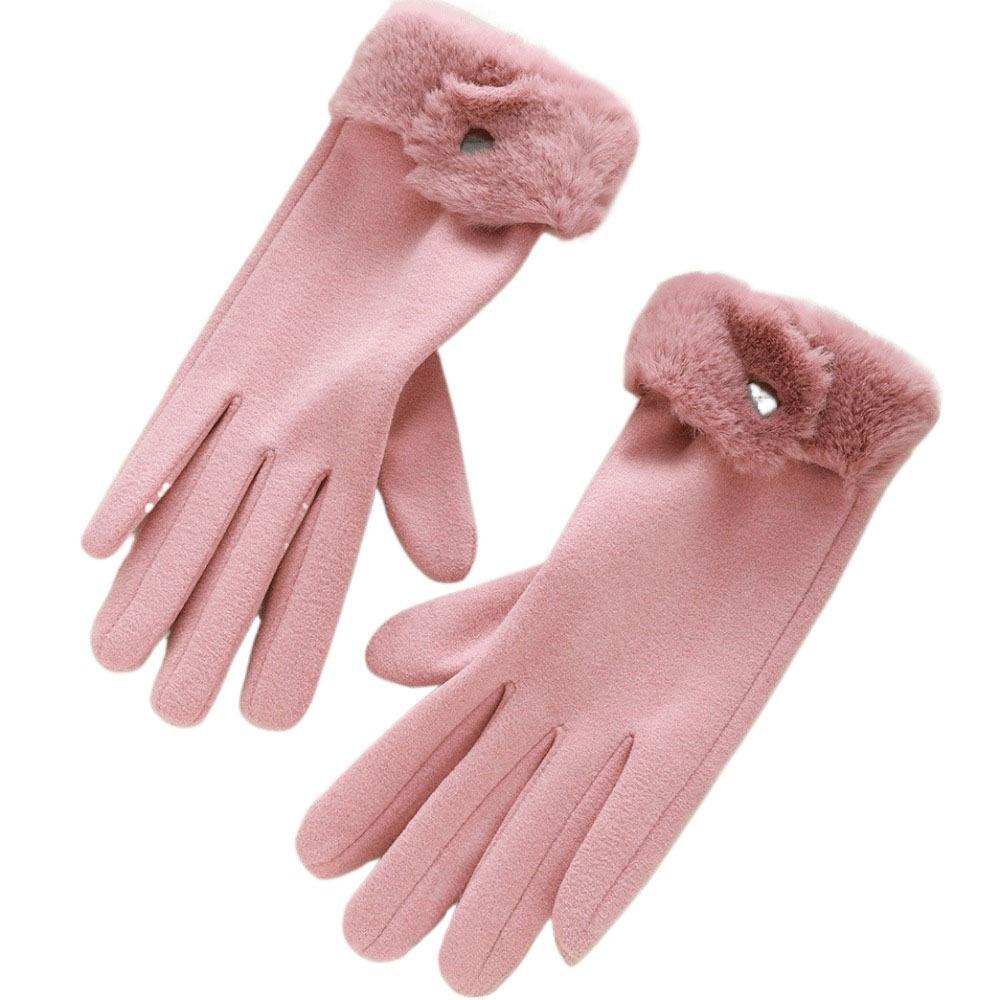 Velvet Winter Gloves Windproof Women Mittens All-Match Plush Gloves  Outdoor