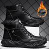 Мужские классические зимние мужские ботинки из натуральной кожи, плюшевые теплые мужские зимние ботинки, водонепроницаемые уличные римские мужские рабочие ботинки, мужские мотоциклетные ботинки
