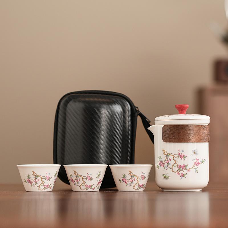 Business festival activities souvenir, national color wisteria flower ancient rhyme pot, kung fu tea set, express cup printing