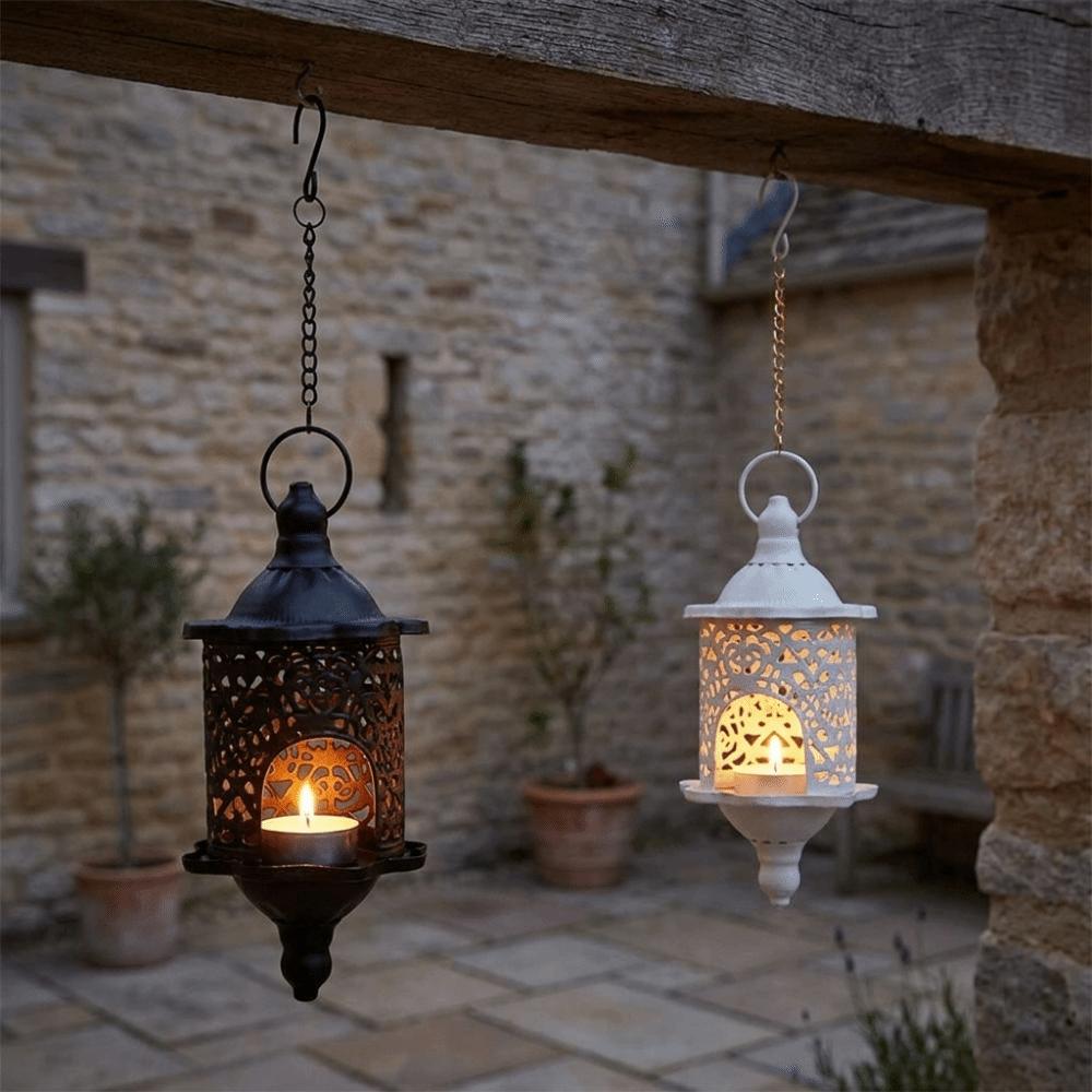 Romantic Hollow Metal Candlestick Iron Hanging Candle Holder Hollow Birdcage Lantern Indoor