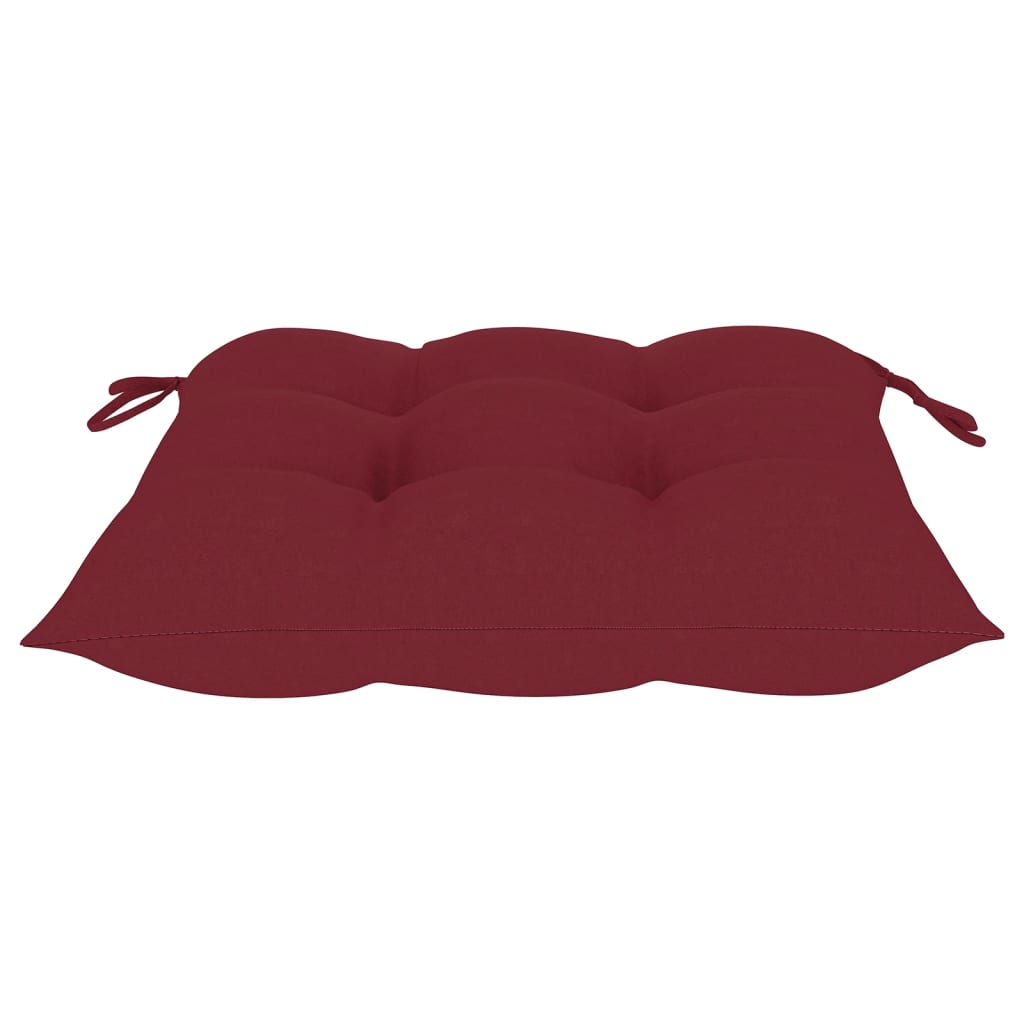 Garden Chairs with Burgundy Cushions 8 pcs Solid Teak Wood