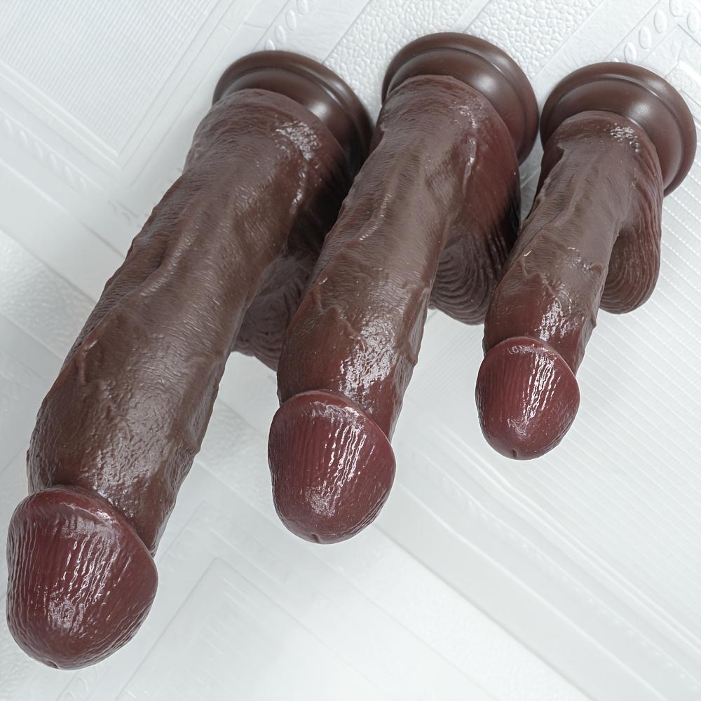 Реалистичный черный дилдо 9,65 дюйма с присоской, несколько размеров, жидкий силикон, стимуляция точки G и анальная стимуляция для пар, игра без рук