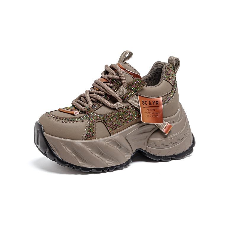 Осень и зима новая маленькая внутренняя высота увеличения толстая подошва маффин туфли универсальные повседневные спортивные туфли женские