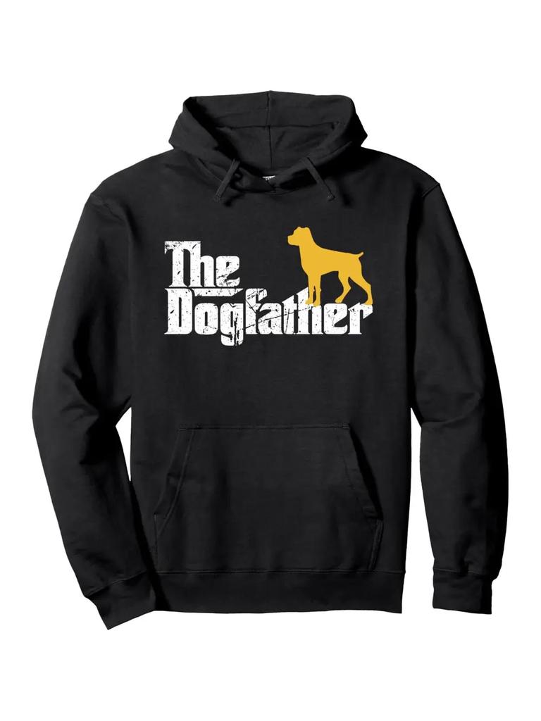 Casual Doctoral-Style Hoodie with Dog Lover Design - Black Pullover