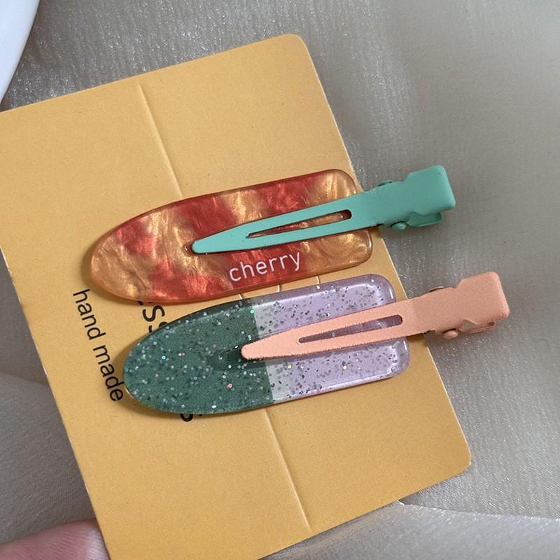 One-Pair Package Girl Heart Cute Floral Cosmetic Clip Polka Dot Duckbill Clip Seamless Barrettes Bang Clip Accessories