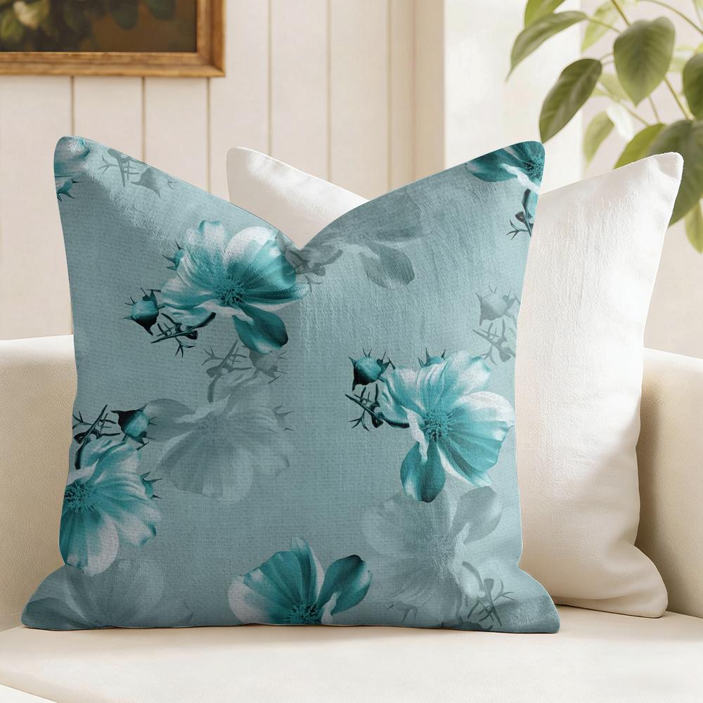 Classic Floral Print Cushion Cover Summer Linen Pillow Case Organic Fabric Cushion Cover DoubleSided Print Sofa Home Decor