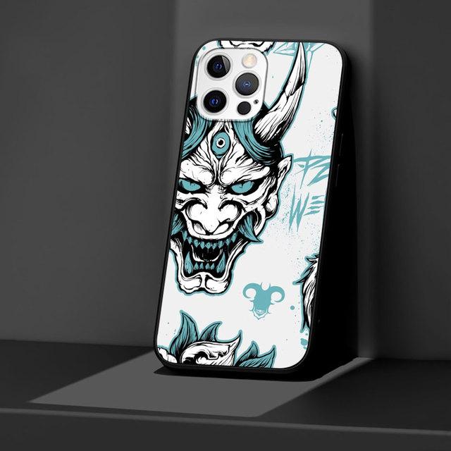 Чехол для Apple Iphone 11 13 12 Mini 14 Pro Max Xr 7 8 + Se 2020 Xs 6 6s Plus 5 5S, черный силиконовый чехол для телефона Samurai Oni Mas