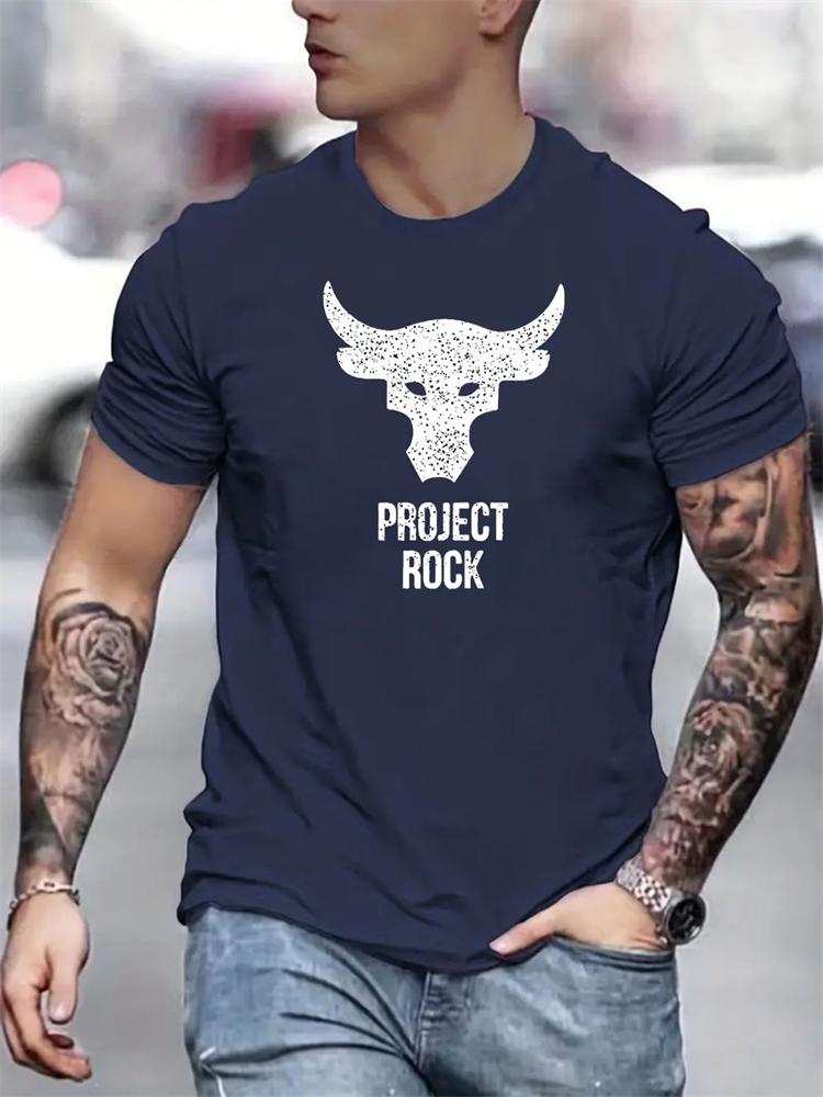 2024 New Summer Daily Casual Men's T-shirt Outdoor Street Men Fashion Short-sleeved Top 3D Bull Head Print Men's T-shirt