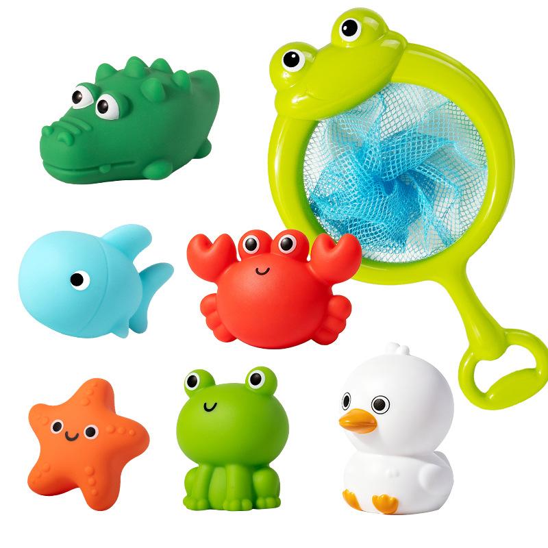 Baby Bath Toy Frog Net Fishing Floating Squishy Water Play Toy