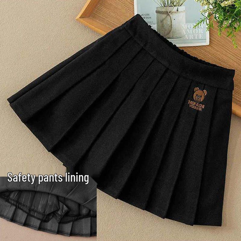 Клетчатая плиссированная юбка для девочек - Осень/Зима 2023, Модная короткая юбка в корейском стиле