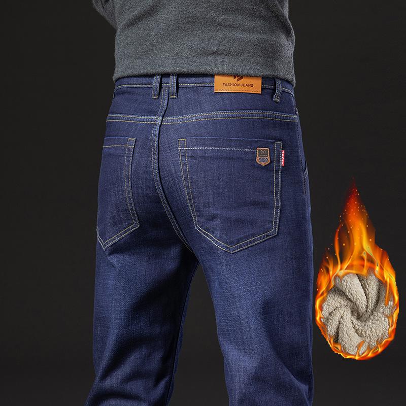 Мужские свободные прямые джинсы из бархата с высокой талией — удобные, качественные зимние брюки для мужчин среднего возраста