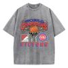 Vintage Womans Acid Wash T-Shirts World Championships Pistons Prints Tops Crewneck Cotton Oversize Tee Shirts Clothes