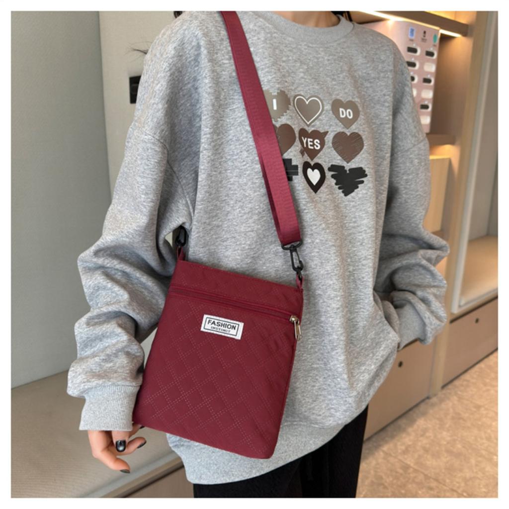 Простая однотонная сумка кроссбоди с ромбовидной сеткой для женщин, повседневная наплечная сумка, легкая и универсальная маленькая квадратная сумка кроссбоди