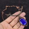 Ожерелье с драгоценным камнем из граненого синего сапфира, ожерелье из медной проволоки, регулируемое ожерелье, ожерелье ручной работы, ювелирное изделие из медной проволоки, подарок для нее