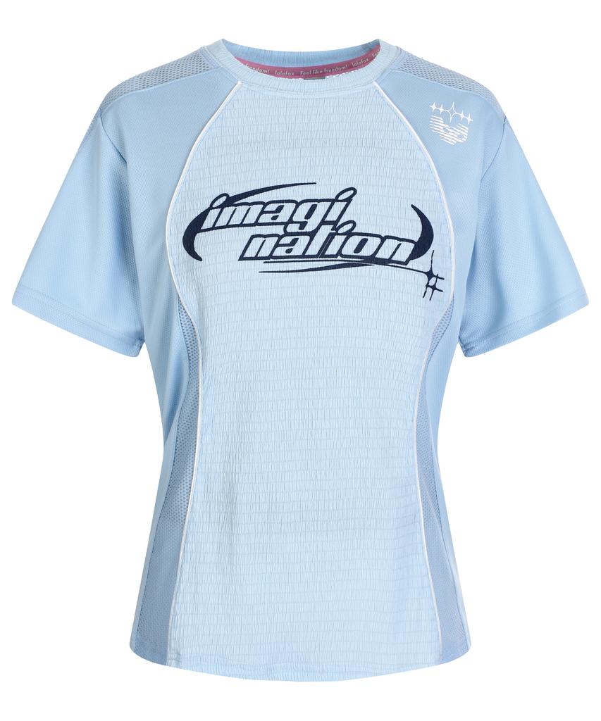 LALAFOX Mesh Mix Cut Out T-Shirt Blue Bp2Ch013