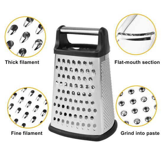 Cheese Grater with Container 4 Sides Box Grater for Vegetable Ginger Cutter Handheld Kitchen Food Shredder for Cheese Zest Veggies