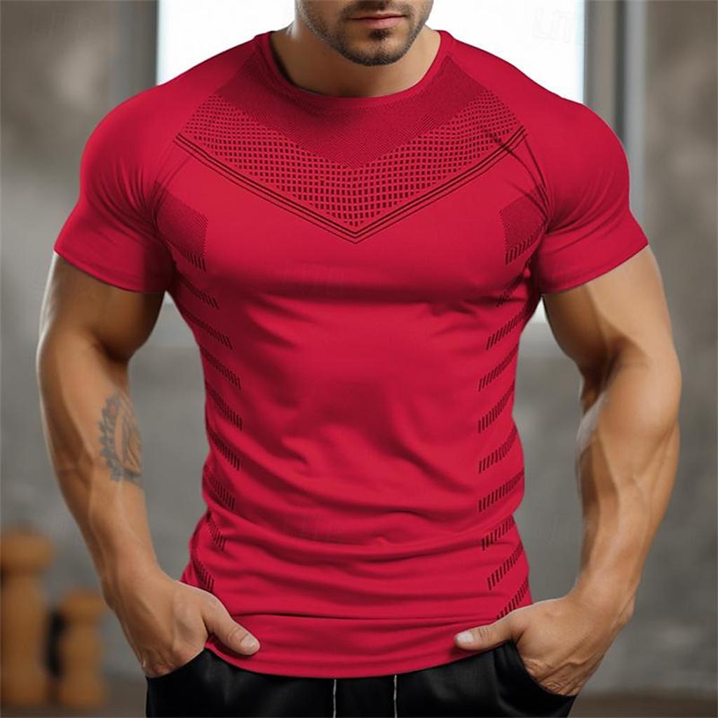 Tight Fitting Sports And Fitness Short Sleeved Round Neck T-Shirt