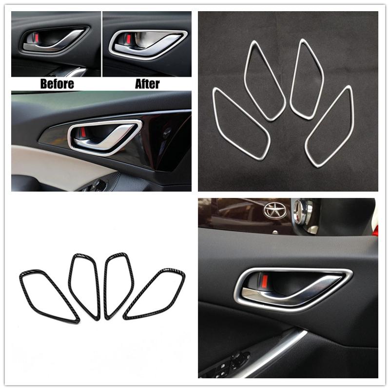Для Mazda 6 Atenza 2014 2015 2016 2017 Внутренняя накладка на рамку ручки двери ABS Наклейка под карбон Аксессуары для стайлинга автомобиля