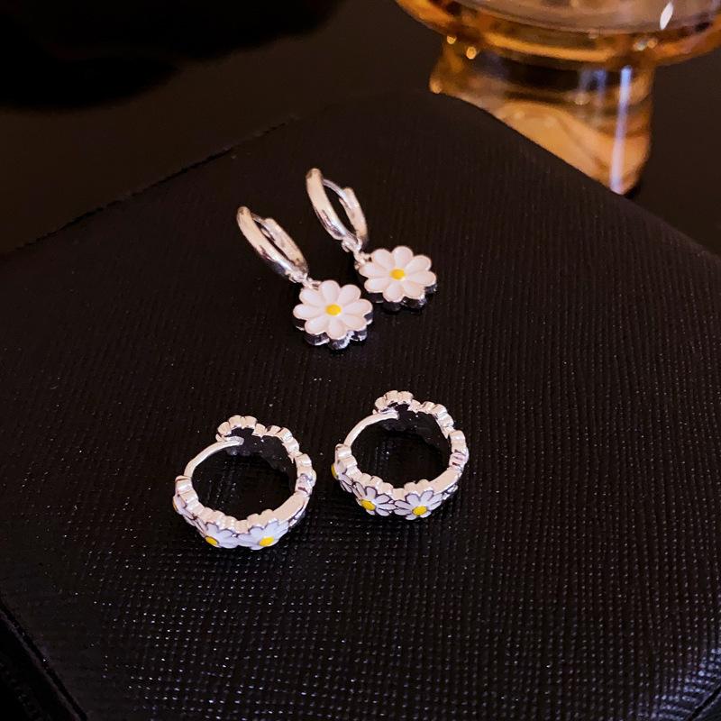 Серьги-клипсы в виде круга с цветами, с капающим маслом, маленькие свежие и милые, нишевые универсальные серьги, новые серьги Мори для женщин