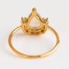 Pear Moonstone Ring with Opal Halo – Nature Inspired Gold Plated Boho Engagement Ring, Unique Promise Anniversary Gift for Women