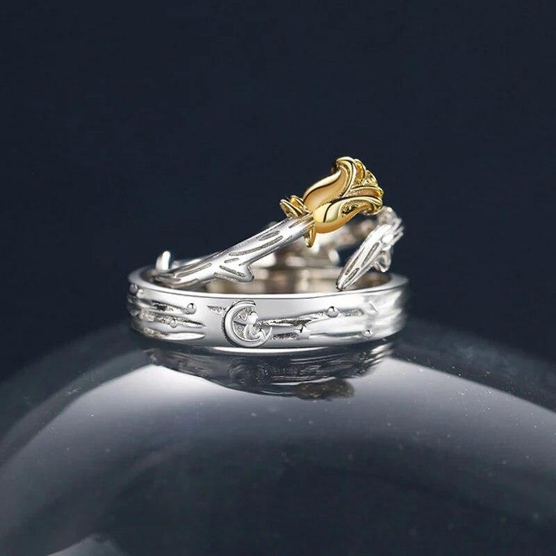 1 шт. серебряного цвета, кольца для пары «Маленький принц/Цветок розы», унисекс, романтическое открытое регулируемое кольцо для влюбленных, ювелирные изделия, подарок на день Святого Валентина