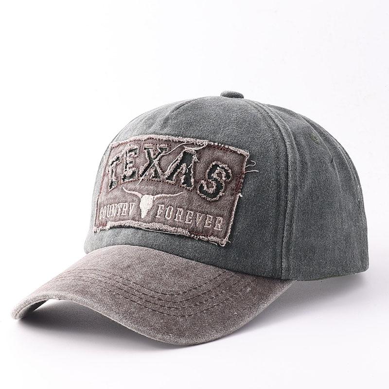 New washed denim baseball cap cow head retro denim soft top cap popular hat