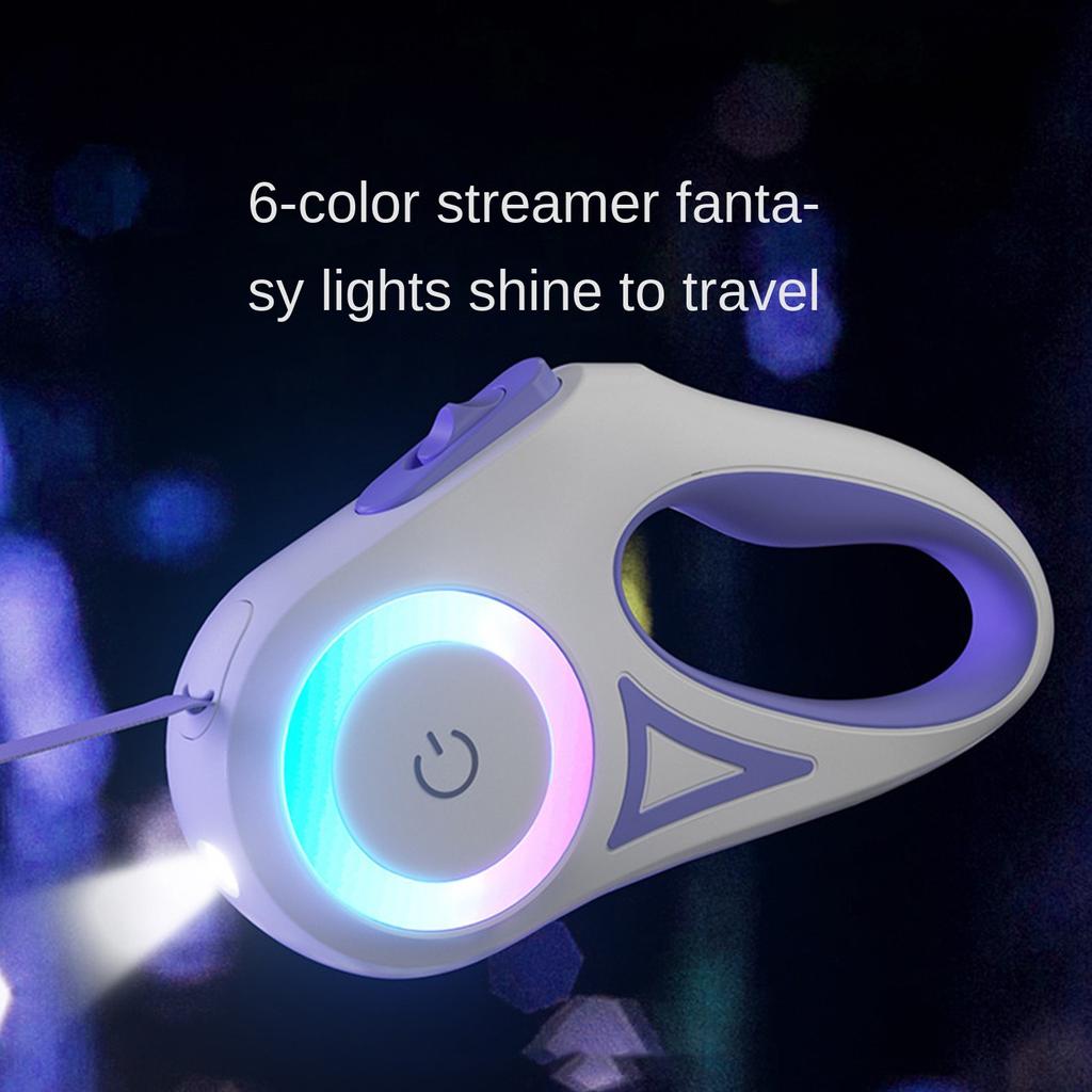 Retractable Dog Walker Retractable Leash for Small and Medium-sized Dogs With Flashlight and Ambient Light Nighttime Safety