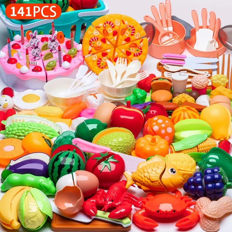 Разрезание игрушечной еды для детей, кухонные игрушки, ролевая игра, фрукты, овощи, пицца, торт, аксессуары, раннее образование, для игрушки для девочки