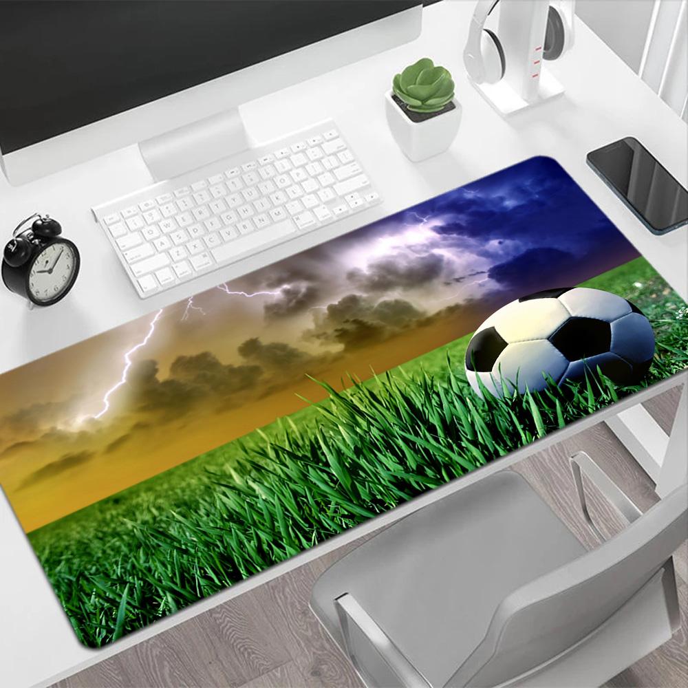 Soccer Ball Stormy Sky Gaming Mouse Pad Keyboard Pad Ultra-Long Desk Mat Non-Slip Rubber Bottom Perfect Gift for Gamers And Professionals