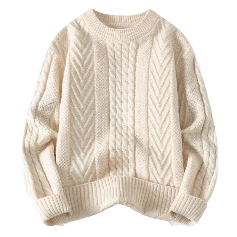 Couple Twist Knit Sweater Loose Vintage Lazy Style Multi Color