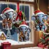 Elephant Christmas Ornament 2D Flat Acrylic Elephant Christmas Tree Ornament Gifts for Animal Lovers Women Girls
