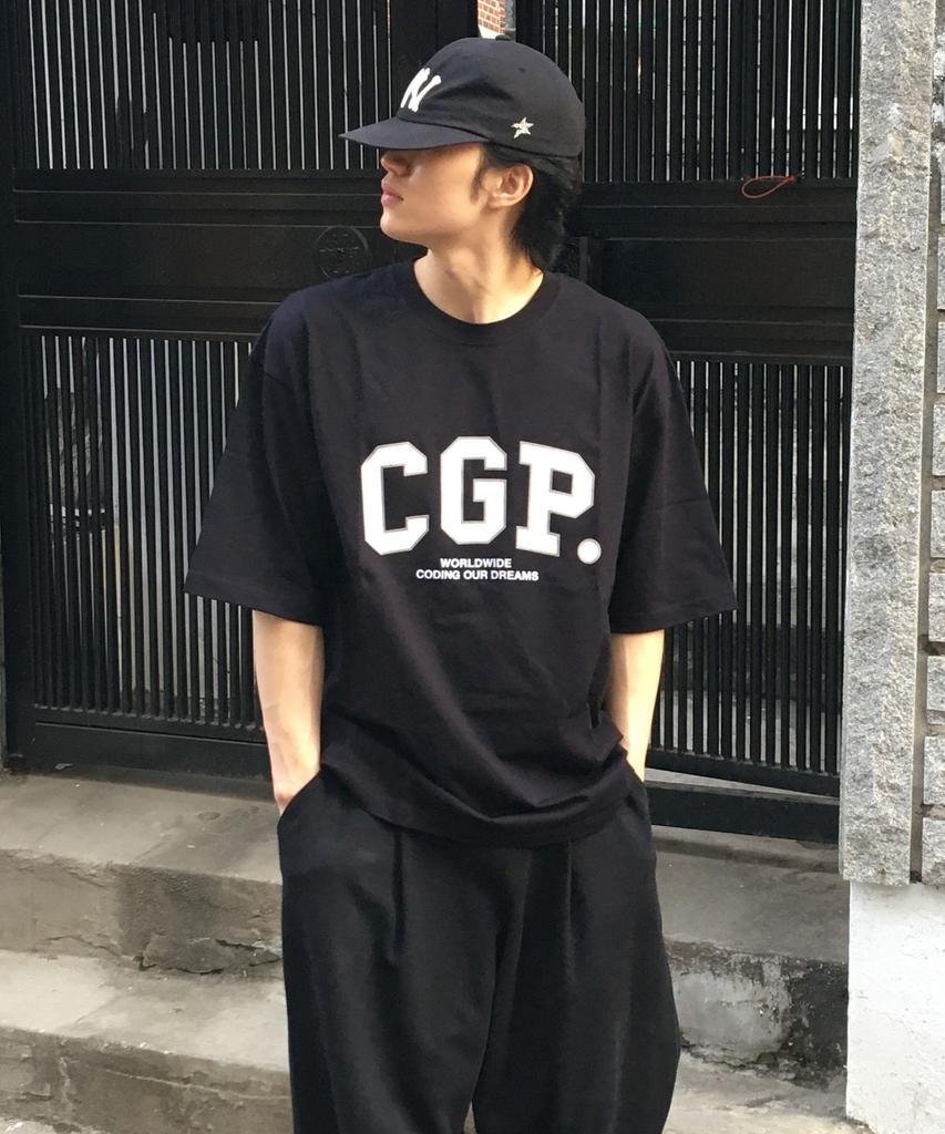 CGP Большая оверсайз футболка с коротким рукавом и логотипом-аркой Cgp - Черная
