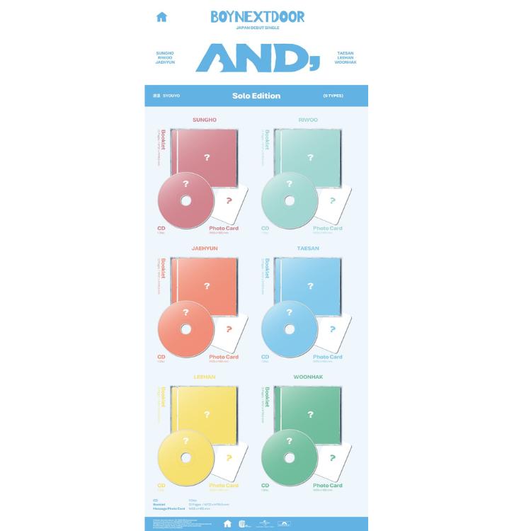 Выберите первый сингл POB BOYNEXTDOOR JAPAN [AND,] Solo Jacket Edition