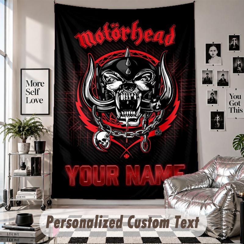 Custom Tapestry Wall Hanging, Motorhead Personalized Name Text Home Wall Decor