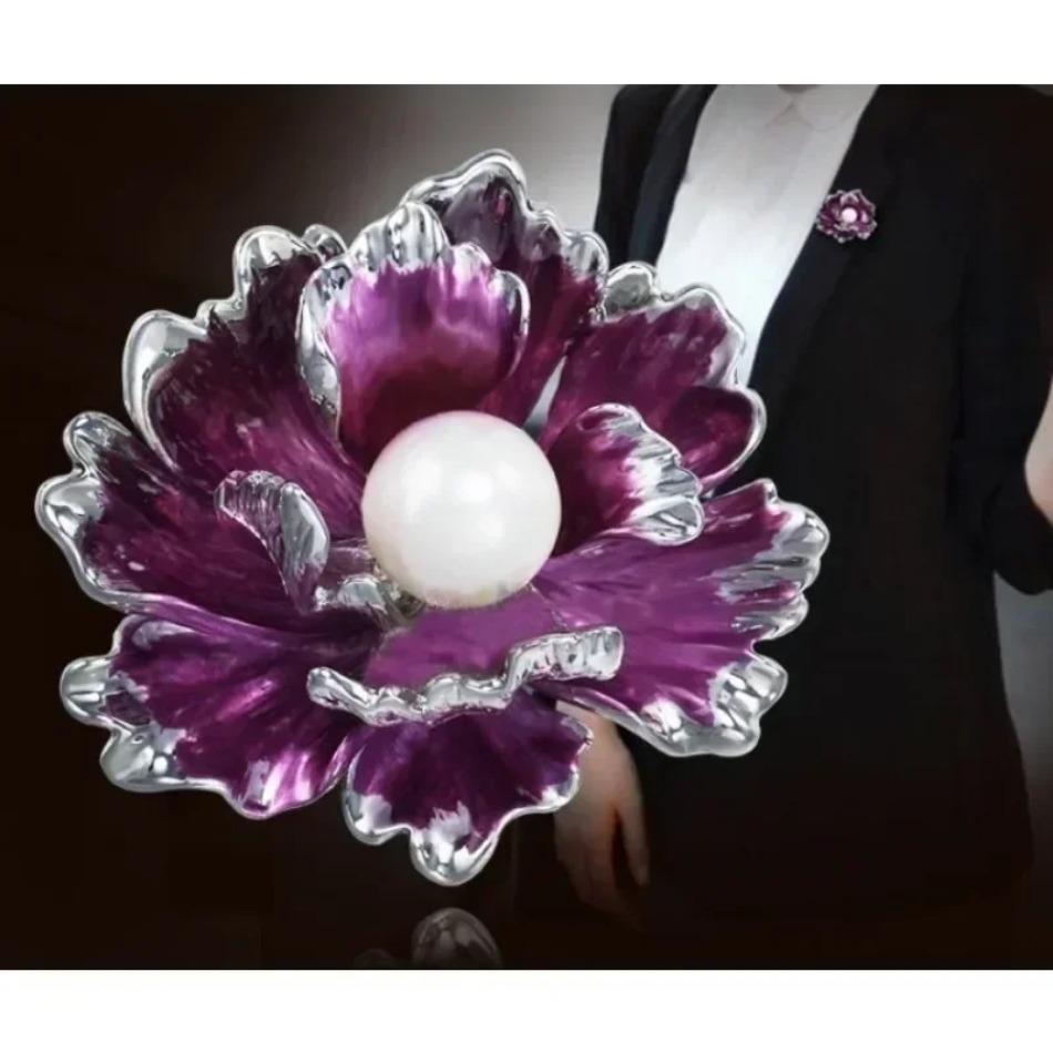 1 шт. Роскошная брошь «Пион» Элегантные аксессуары для вечеринки Броши для женщин Высококачественный сплав с золотым покрытием Этнический китайский стиль