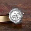 Ring Watch for Women Men CZ Dial Elastic Band Quartz Analog Luxury Finger Watch Silver