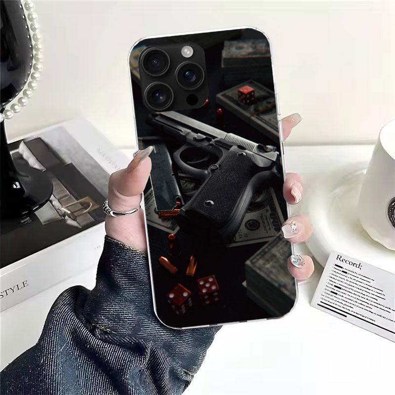 Пули для пистолета АК-47 Пистолет Мягкий чехол для телефона Для IPhone 11 17 Air 16E 16 Pro Max 15 + 14 Plus 13 Mini 12 Apple 7 SE 8 Fundas Coque 1