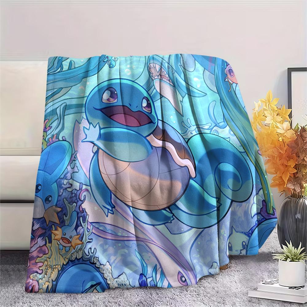Милое одеяло из фланели с принтом Сквиртла, Высококачественное, Удобное для всех сезонов, Декор для дома, Тепло и Уют