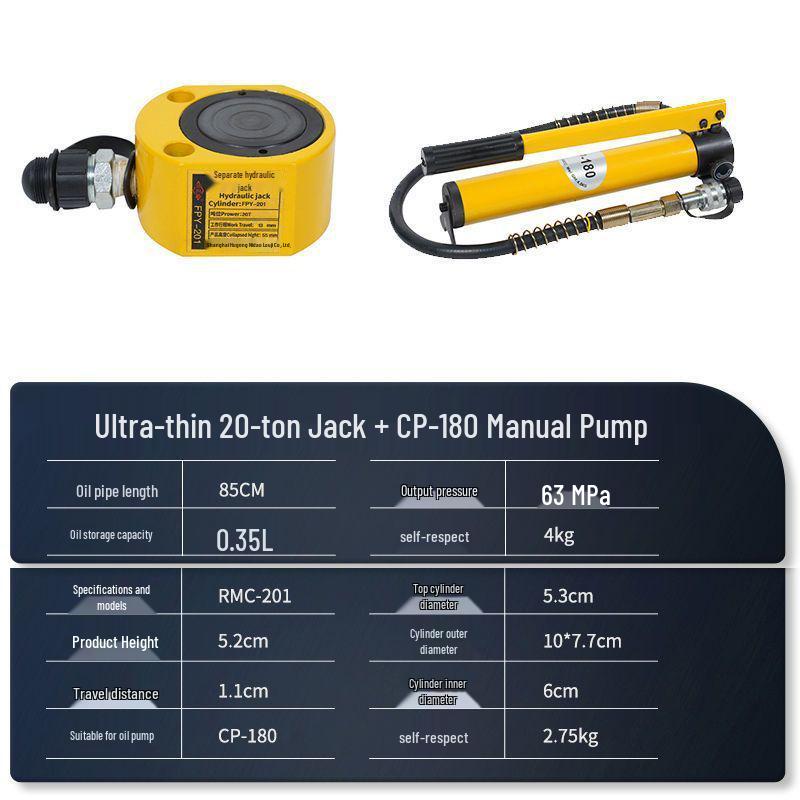 Split Ultra-Thin Hydraulic Cylinder: 5T, 10T, 20T, 30T, 50T, 100T - Extended and Short Types