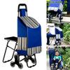 Shopping Cart with Seat Dual Triple Wheel Ergonomic Handle Stair Climber Trolley Dolly Grocery Cart Heavy Duty Shopping Hand Truck