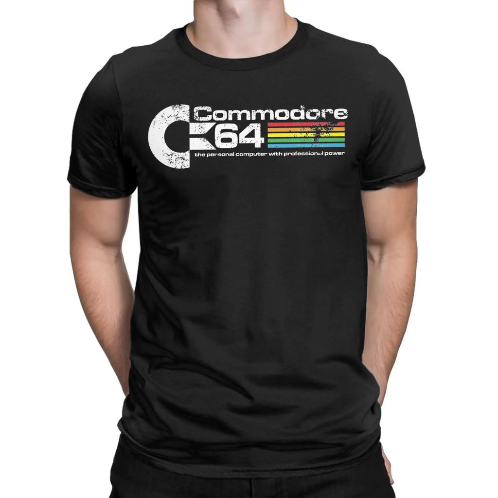 Мужские футболки Commodore 64 Хлопковая одежда Винтажные футболки с коротким рукавом и круглым вырезом Идея для подарка Футболка
