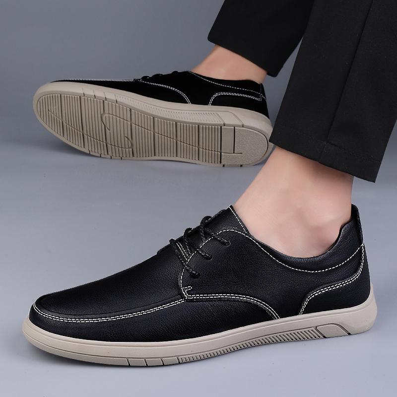 Fashion Mens Formal Shoes Genuine Leather Lace Up Oxfords Dress Office Work Casual Flats Luxury Walking Oxfords Shoe Zapatos Para Hombre