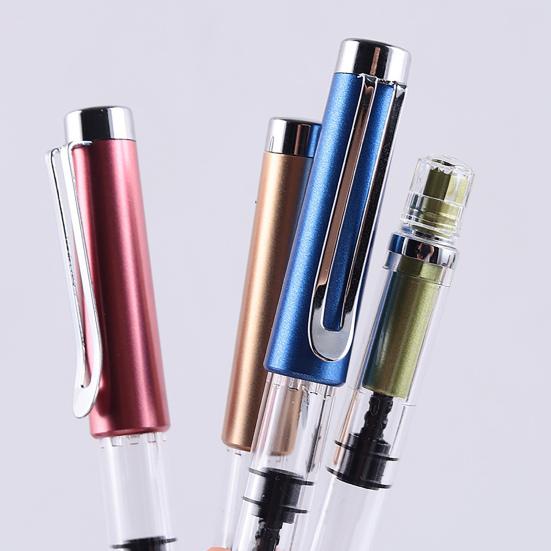 Titanium Fountain Pen High Ink Capacity Vacuum Filling Stainless Steel Fine Nib Smooth Writing Pen for Daily Writing