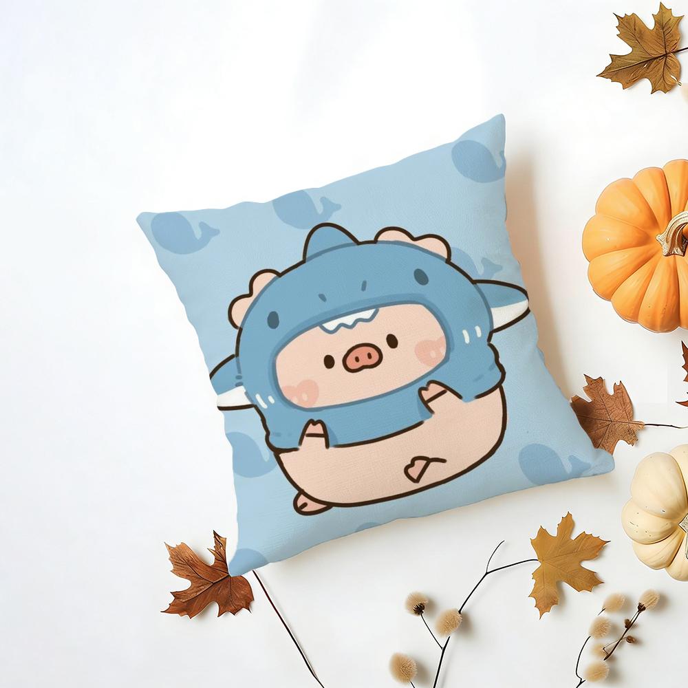 Cartoon LLulu Pig Pink Cushion Cover Iceland Washable Linen Soft for Daily Sofa Bed Home Room Decor