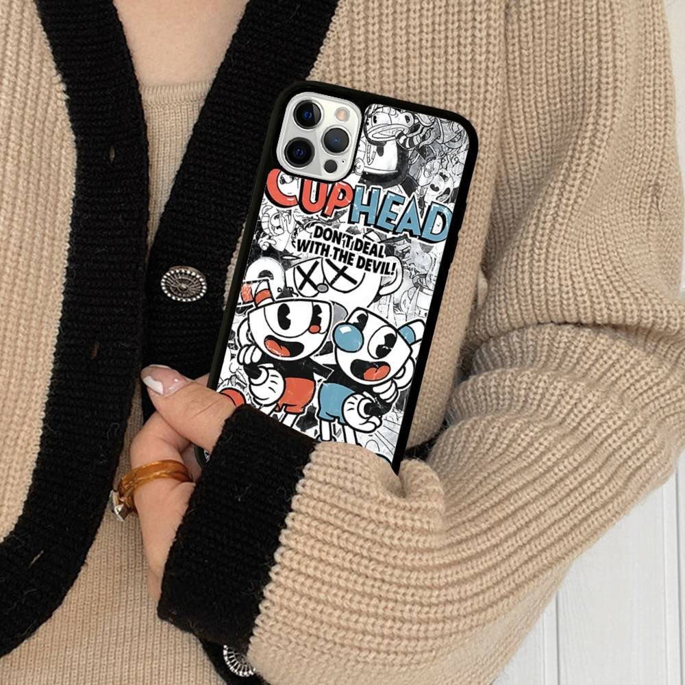 Anime Cuphead Cartoon Phone Case For IPhone 17 16 15 14 13 Plus 12 11 Pro Max PC+TPU Cases Back Cover