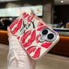 Тонкий чехол для телефона Love Red Lips Pattern из матовой кожи с текстурой для iPhone 16 Pro Max 15 14 Pro 13 12 11, противоударный защитный чехол для объектива из ТПУ с мягким бампером
