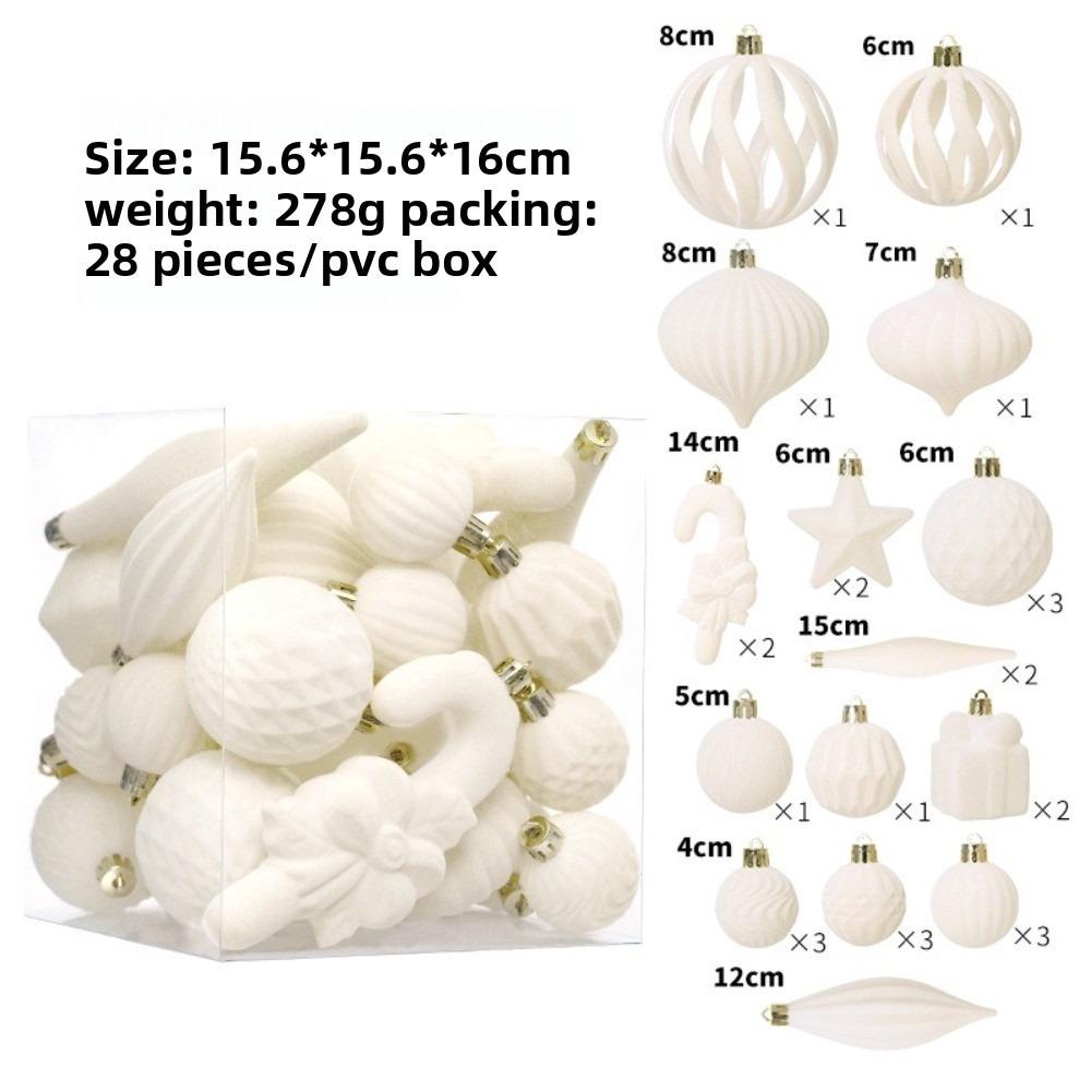 28pcs Special-shaped Xmas Tree Charm Flocked Christmas Supplies Party Decoration