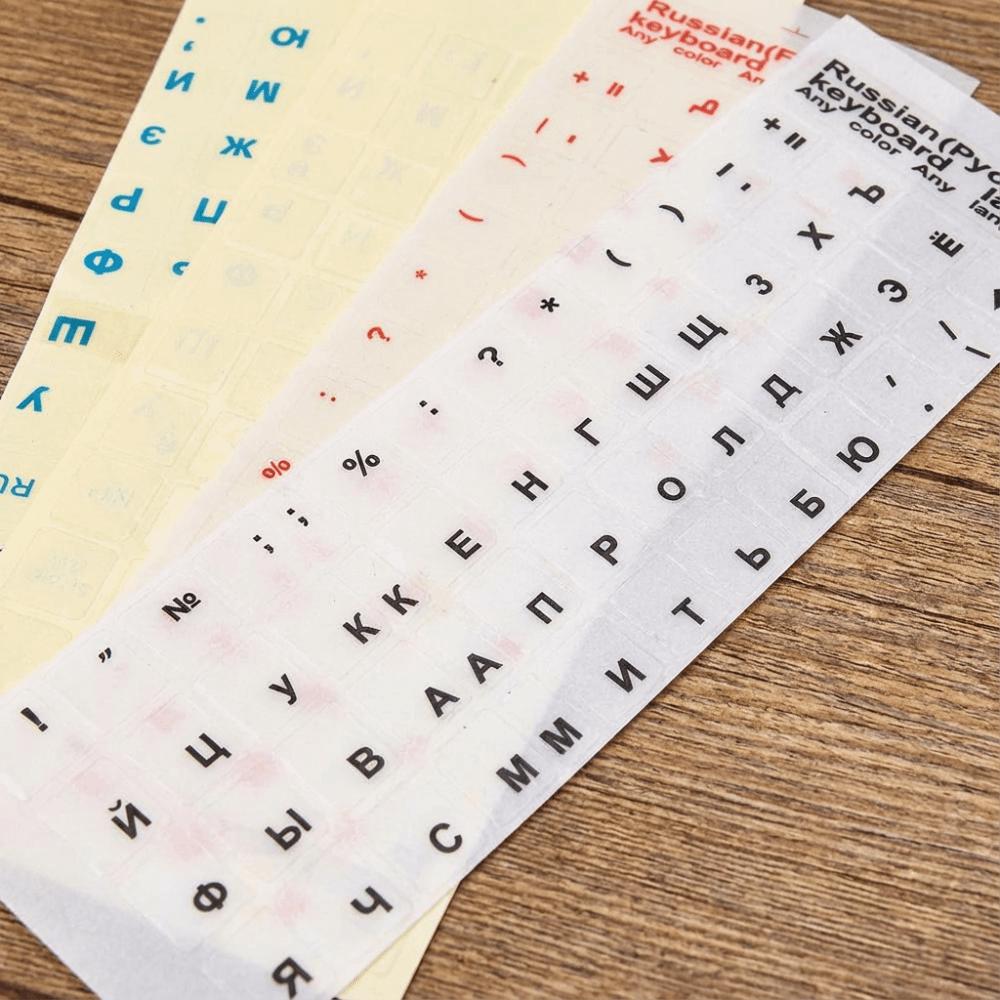 Durable Keyboard Stickers Russian 10 Inch Transparent Language Letters Black White Label Multiple Color Protective Film Computer