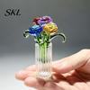 Romantic Anniversary Gift for Her Glass Rose Bouquet, Handmade Mini Colored Flowers with Exquisite Home Decor Dressing Table Vase, Eternal Flower